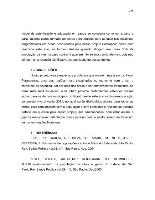 RelatÃ³rio Final 2010 - Zoonoses - Universidade Federal do ParanÃ¡