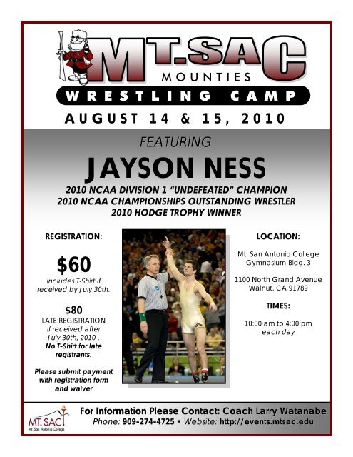 jayson ness - the Mt. SAC Special Events Website - Mt. San Antonio ...