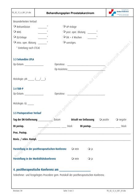 Behandlungsplan PCA