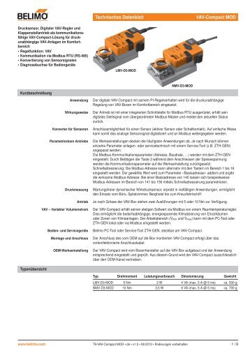Technisches Datenblatt VAV-Compact MOD - Belimo