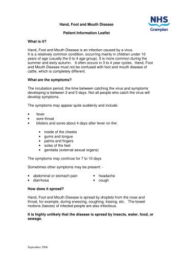 Hand, Foot and Mouth Disease Patient Information ... - NHS Grampian