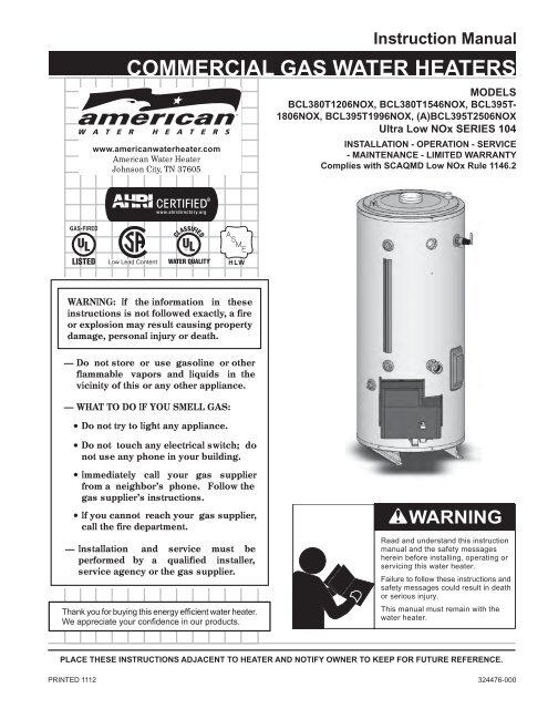 Ultra-low NOx Heavy-Duty commercial gas BCL 120-250 (Series 104)