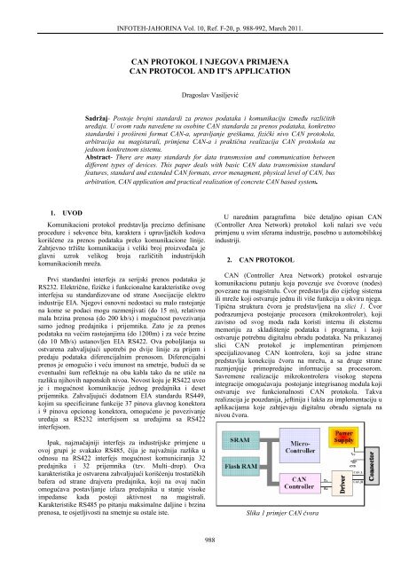 can protokol i njegova primjena can protocol and it's ... - Infoteh