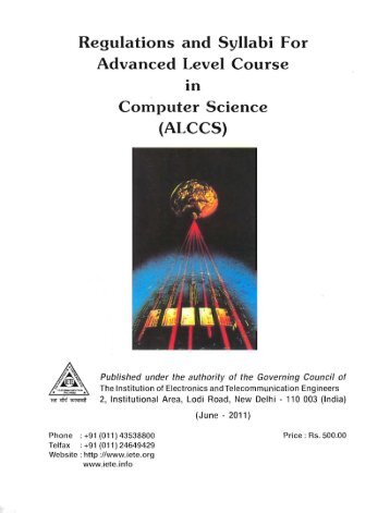 Advanced Level Course in Computer Science - IETE