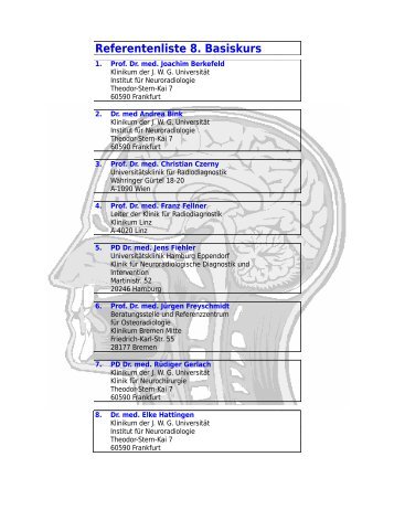 Referentenliste 8. Basiskurs - Basiskurs Neuroradiologie