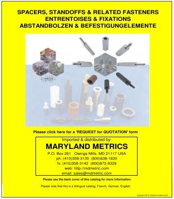 STANDOFFS & SPACERS catalog - Maryland Metrics