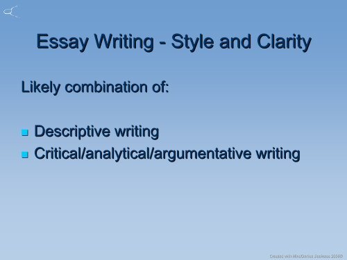 Essay writing - Style and clarity - presentation - My.Anglia Homepage