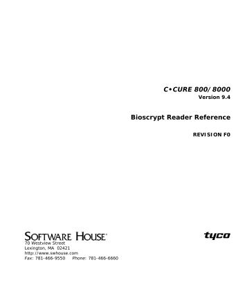 Câ¢CURE 800/8000 Bioscrypt Reader Reference - Tyco Security ...