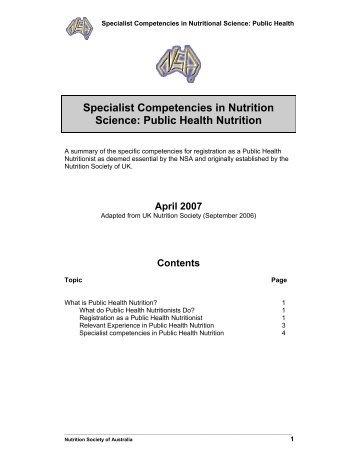 Public Health Nutrition - Nutrition Society of Australia