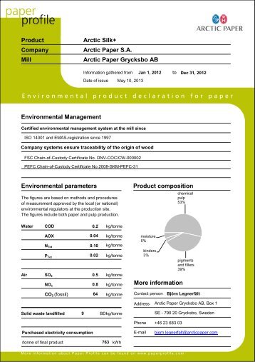 Product Company Mill Environmental Management ... - Arctic Paper