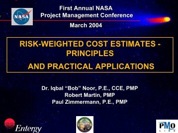 Risk-Weighted Cost Estimates: Principles and Practical ... - NASA