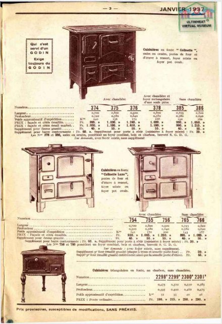 POELES GODIN, CUISINE CHAUFFAGE GAZ, 1937 - Ultimheat