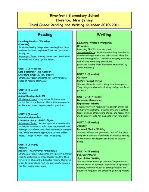 Grade 3 Literacy Calendar Final