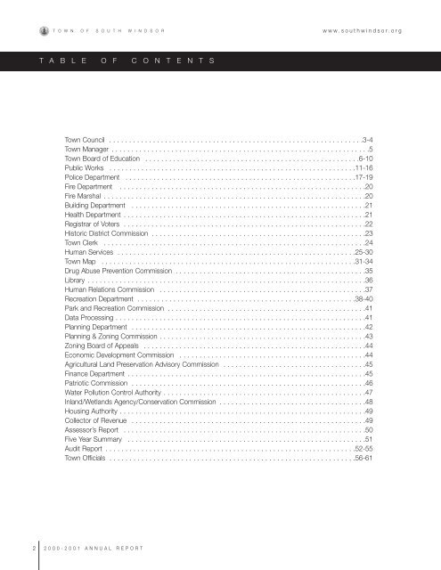 2001 Annual Report - Town of South Windsor