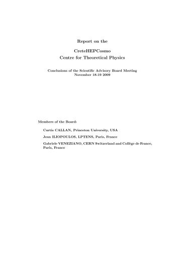 committee's report - Crete Center for Theoretical Physics