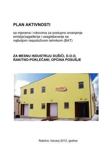 Plan aktivnosti - M.I. DuÅ¡iÄi d.o.o.