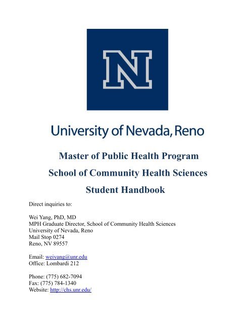 Handbook for Masters of Public Health Students - CHS - University ...
