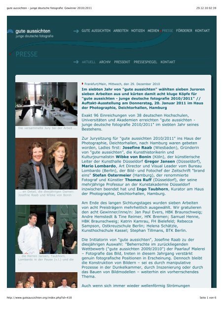 Presse-Info Preisträger/innen gute aussichten 2010/2011 (PDF)