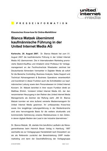 Bianca Matzek übernimmt kaufmännische Führung in der United ...