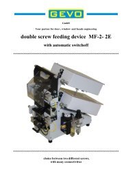 Double screw feeding device MF-2-2E - GEVO GmbH
