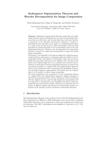 Kolmogorov Superposition Theorem and Wavelet ... - Le2i - CNRS