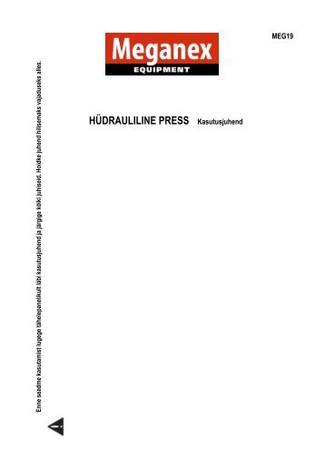 HÃDRAULILINE PRESS Kasutusjuhend