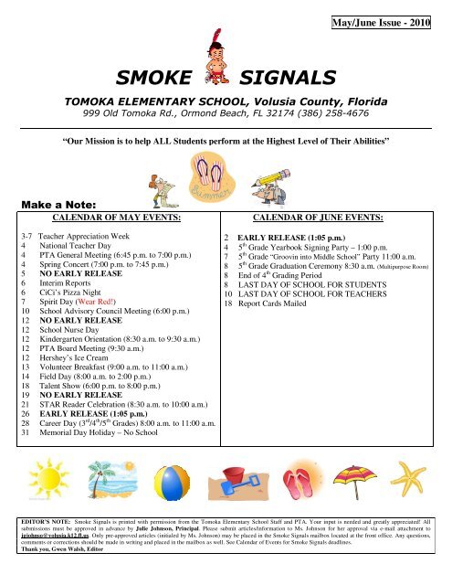 May/June - Tomoka Elementary PTA