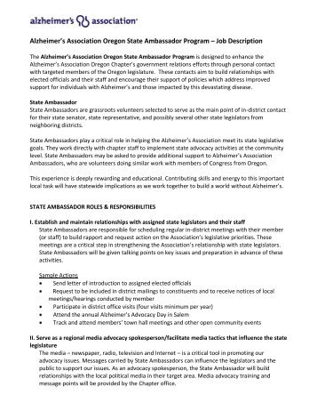 Full job description [PDF] - Alzheimer's Association