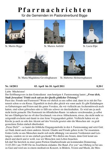 Pfarrnachrichten vom 03. April - Pastoralverbund-Bigge