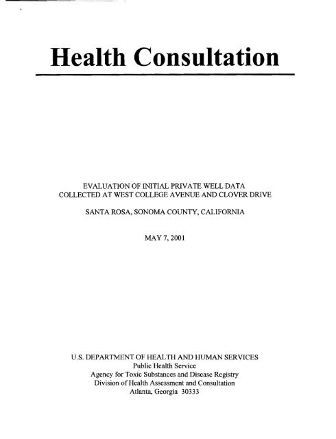 Health Consultation - Environmental Health Investigations Branch