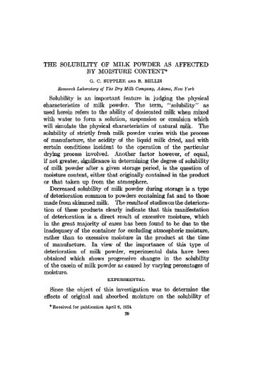 THE SOLUBILITY OF MILK POWDER AS AFFECTED ... - Blogs Unpad