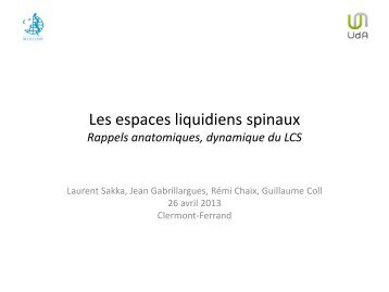 Les espaces liquidiens périmédullaires Rappel anatomique ...