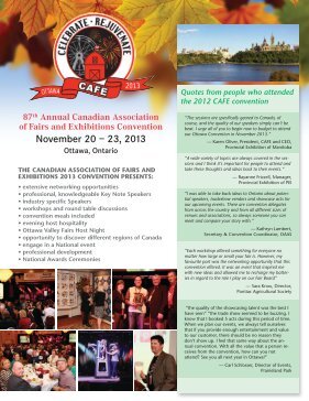 CAFE 2013 Convention Flyer - Canadian Association of Fairs and ...