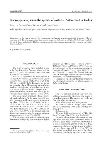 Karyotype analysis on the species of Bellis L. (Asteraceae) in Turkey