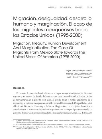 MigraciÃ³n, desigualdad, desarrollo humano y marginaciÃ³n. El ... - iisec