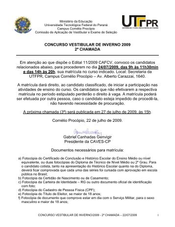 Segunda Chamada - UTFPR