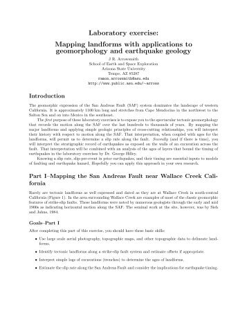 Laboratory exercise - Active Tectonics Research Group - Arizona ...