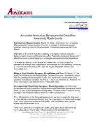 Advocates Announces Developmental Disabilities ... - Advocates Inc.