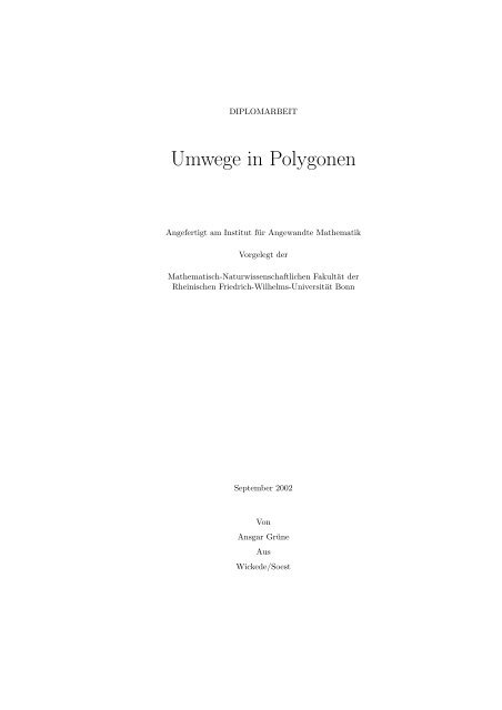 Umwege in Polygonen - UniversitÃ¤t Bonn