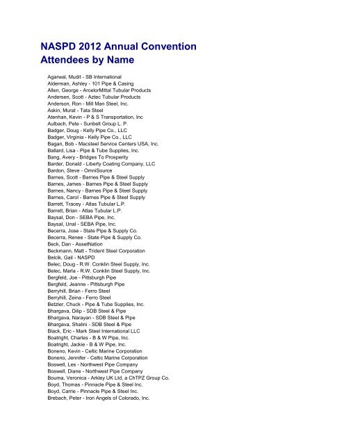 NASPD 2012 Annual Convention Attendees by Name