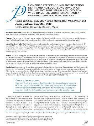 Combined effects of implant insertion depth and ... - Dental-Revue