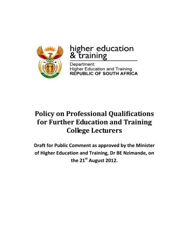 Policy on Professional Qualifications for Further Education ... - VVOB