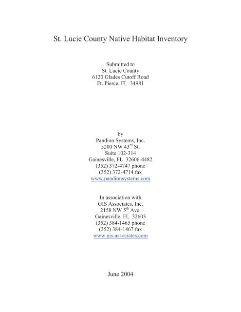 Native Habitat Inventory Final Report 2004 - St. Lucie County