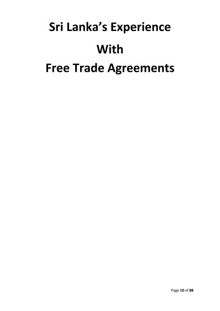 Study on China-Sri Lanka Free Trade Agreement