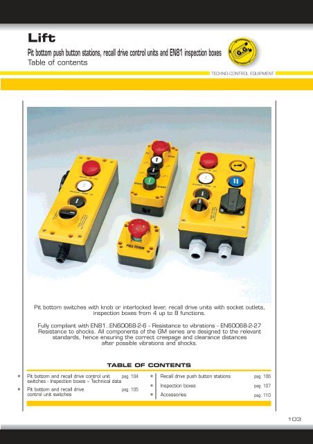 Pit bottom push button stations, recall drive control units ... - Transmo