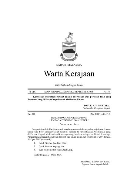 Warta Kerajaan - Sabah