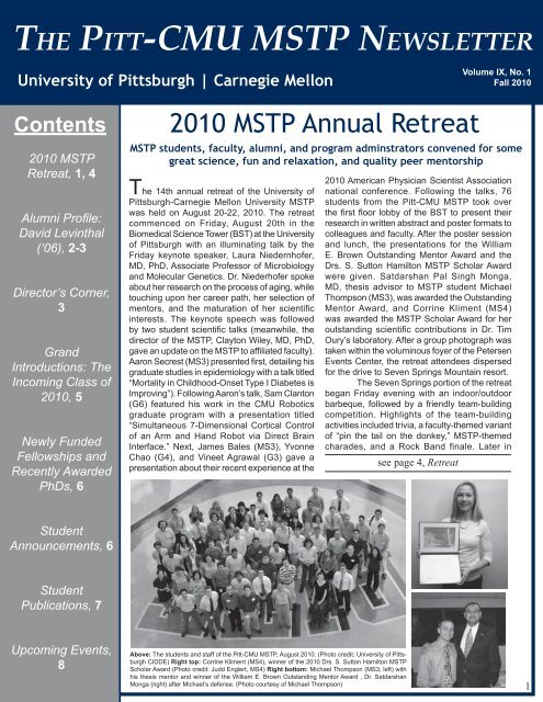 The PiTT-CMU MSTP NewSleTTer - University of Pittsburgh :: MSTP