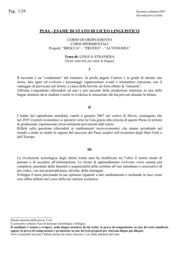 Pag. 1/29 PL0A - ESAME DI STATO DI LICEO ... - La Repubblica