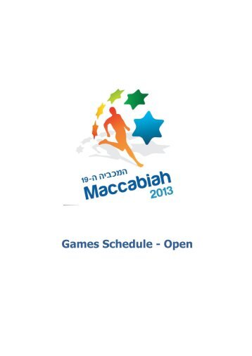 Games Schedule - Open - Maccabiah