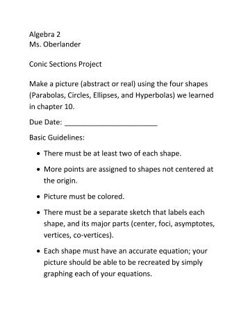 Conic Section Project Details and Rubric